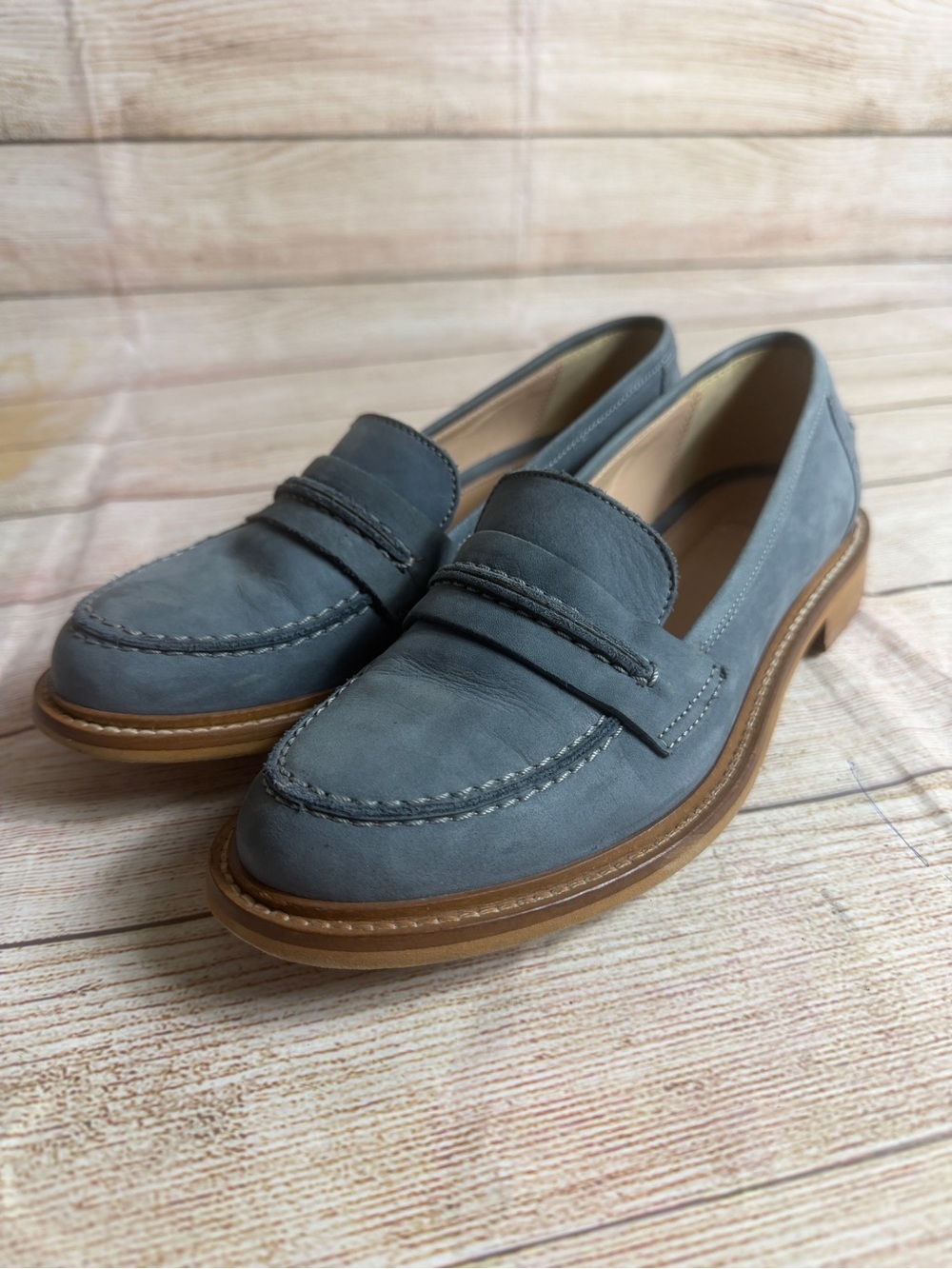 Bata periwinkle blue leather loafer. Size 37 6.5.